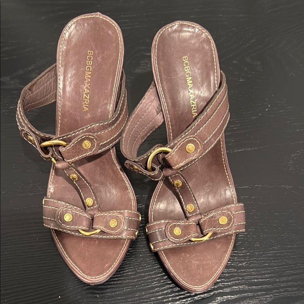 BCBGMaxAzria Brown Sandals with Strappy Design